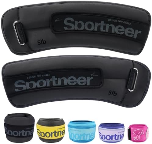 Sportneer Gewichtsmanschetten, Gewichtsmanschetten Fuß, 2 * 0,23kg/2 * 0,45kg/2 * 0,9kg/ 2 * 1,36kg /2 * 2,27kg Armgewichte Handgelenkgewichte Set, Laufgewichte für Hand- und Fußge