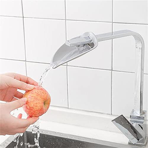 Image of Portable Silicone Bathroom Sink Faucet Extender - Splash Reducing Hand Washing Helper for Toddlers, Kids, and Children, Faucet Cover Extension Attachment (Grey)