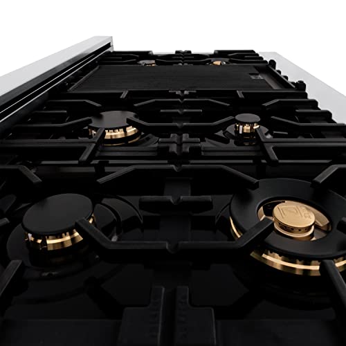 Zline Kitchen And Bath RTZ-48-CB Zline Autograph Edition 48 Inch Porcelain Rangetop With 7 Gas Burners In Stainless Steel And Champagne Bronze Accents thumb #1
