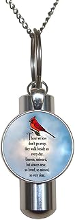 stintless charming Jewelry Cardinal URN Cremation URN Necklace,Cardinal Cremation URN Necklace,Memorial Cremation URN Necklace,Loved Ones,Charm Handmade,Glass Photo Art Cremation URN Necklace -JV130