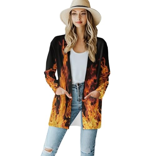 Image of Women's Open Front Cardigan Long Sleeve Loose Sweater Lightweight Soft Cardigan Jackets