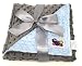 Reversible Unisex Children's Soft Baby Blanket Minky Dot (Light Blue/Grey)