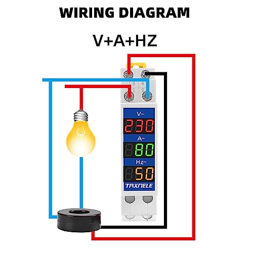 Szyna Din 18mm napięcie prądu HZ miernik AC 80-500V 110V 220V 380V 100A modułowy woltomierz amperomierz wskaźnik LED cyfrowy woltomierz z CT (V+A+HZ)