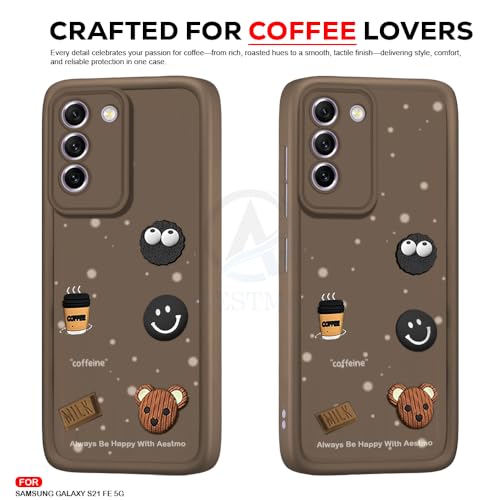 Image of AESTMO Back Case Cover for Samsung S21 FE 5G Cover | Cute Fun Cartoon 3D Ball | Coffee Silicone Case | Full Body Protection | Camera Protection Back Cover for Samsung S21 FE 5G (Brown)