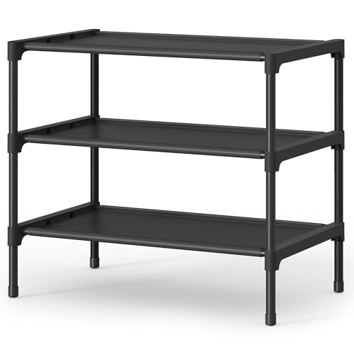 Image of SONGMICS Shoe Rack, Space-Saving, Entryway, Metal Frame | Space-Saving Shoe Storage Organizer, Non-Woven Fabric Shelves, ULSH013BH01