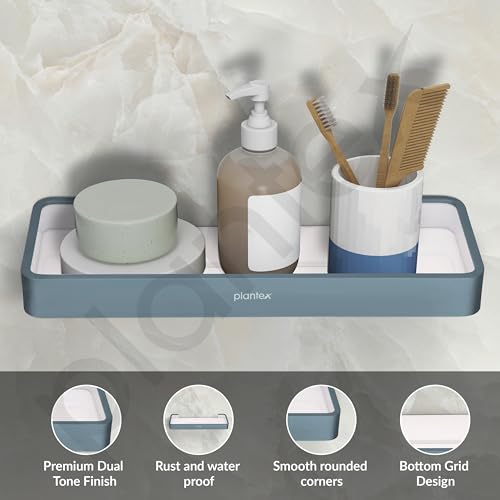 Image of Plantex Shelf for Bathroom /Aluminium and Acrylic Multipurpose Shelf /15x5 inch Shelf for Home /Office /Hotel - Pack of 1 (Grey and Milky White)