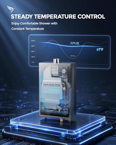 Image of APUS Tankless Water Heater Propane Gas, Up to 3.6 GPM, Indoor Hot Water Heater, 80,000 BTU on Demand Instant Hot Water Heaters with Smart Digital Display