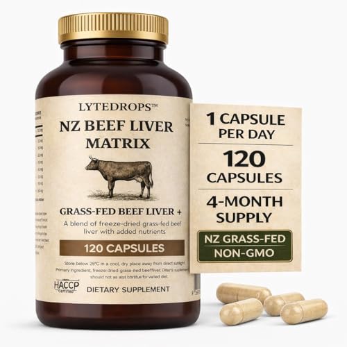 NZ Beef Liver Matrix Grass Fed Beef Liver Capsules - 1 Capsule Dose (not 4-6) Includes Bio Available B12 and Amplified Ingredients