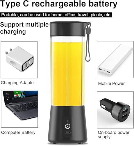 Image of Portable Electric Nail Drill J-u-!-c-e-r 380ML USB Rechargeable Blender Heavy Duty Juicer, 6 Blades, Mini Handheld Fruit Hand Mixer for Home & Outdoor Use