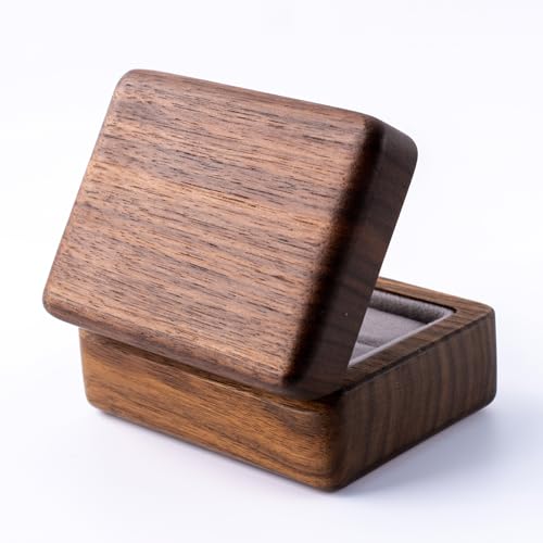 Boîte à bagues anti-rayures en bois de noyer pour conserver vos alliances