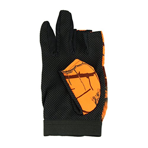 Futaba 3 Cut Finger Anti Slip Camouflage Fishing Glove - Orange - Pack of two 1