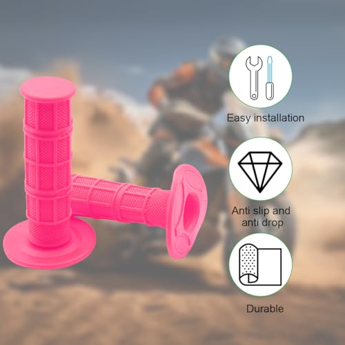Image of BELOMI Motorcycle Hand Grips, 2PCS 7 /8 inch 22mm 24mm Non-Slip Soft Rubber Handlebars, Comfortable Motorbikes Handle Replacement Protection Accessories, Universal for Dirt Bike, Off Road, ATV(Pink)