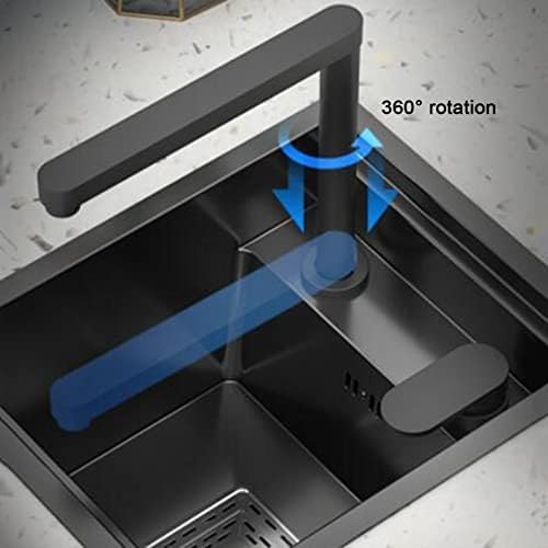 Bar Counter Sink Kitchen Sink with Cover Bar Prep Sink Lift Tap Concealed Sink Center Island Invisible Small Single Sink,Black,40 * 54 * 22Cm,Uptodate33,Black,40 * 44 * 22cm