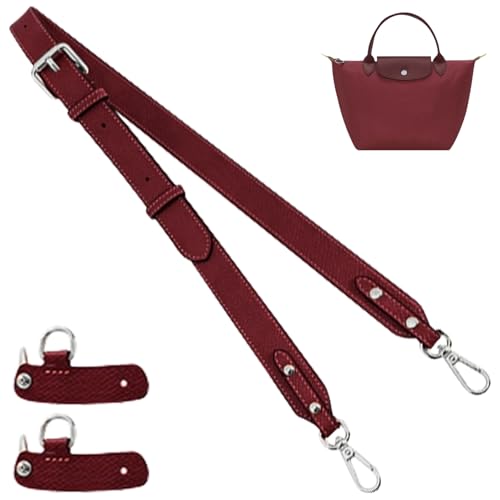 Image of Bag Leather Strap Replacement Crossbody Adjustable Shoulder Straps for Small Medium Large Pouch, No Damage Conversion Kits Accessories(Small Medium Large -Pomegranate Red-Silver)