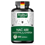 Raibu NAC 600 Kapseln hochdosiert (200 Kapseln x 600mg) I NAC Acetyl L-Cystein in bester Qualität ohne Zusätze in Deutschland produziert
