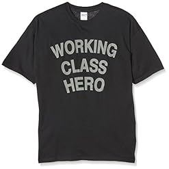 T-Shirt Homme Noir John Lennon « Working Class Hero (Recto/Verso) » (Taille S) - Les Beatles, Paul McCartney, John Lennon, RIngo Starr, George Harrison