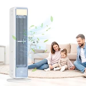 Tragbare Klimaanlage, Mobiler Luftkühler leise mit 3 Geschwindigkeiten, Energieeffizienter Ventilator ohne Flügel, Mini Air Conditioner für Schlafzimmer, Büro und Zuhause, Weiß