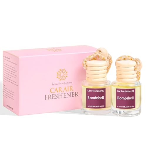 Image of Hanging Car Air Freshener, Long Lasting Essential Oil Diffuser, Non-Toxic Bombshell Scent, Cute Car Fresheners for Women, 2 Pack Made in USA