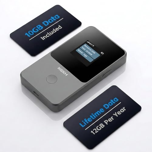 Global Portable WiFi Hotspot for Travel No SIM Required 4G LTE Router Covering 140+ Countries Pay-As-You-Go Connect Up to 10 Devices 10GB USA Data Included Lifttime Free Data (12GB/Year)