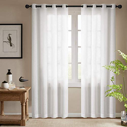 ForenTex Cortinas Habitación Confección 145x260cm Visillos con ojetes para Las Ventanas Puertas de salón y Dormitorio, Polyester, Blanco B-0529,