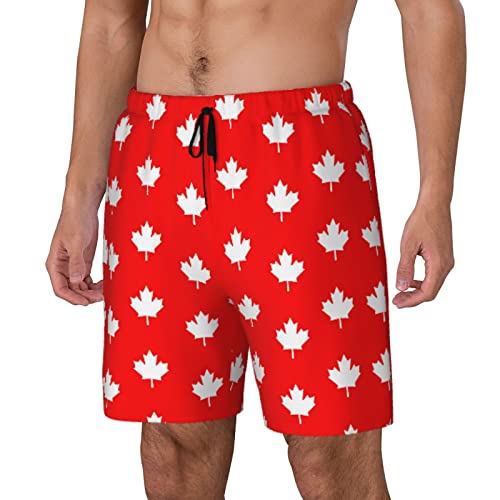 Mens Swim Trunks with Compression Lined Canada Flag Maple Leaf Quick Dry Swim Shorts3
