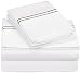 Pinzon Hotel Stitch 400-Thread-Count 100-Percent Egyptian Cotton Sateen Sheet Set, King, White with Silver Grey Stripes