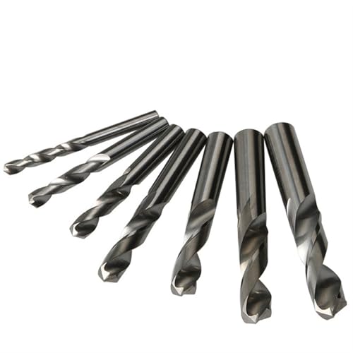 5Pcs 0.5mm-7mm Solid Carbide Drill Bits Set, Uncoated (Bright) Finish, Round Shank, Spiral Flute Twist Drill Bit for Metal(5.3mm