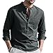 Men's Casual Front Placket Basic Long Sleeve Lightweight Henley Shirt Fashion Muscle Workout Athletic Tee Tops (Large,Grey)