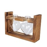 Pot de Fleur, Vase Bois Naturel pour Maison pour Bureau pour Salon(Cadre cuvée + 2 Bouteilles Coeur)