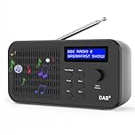 OiDiPi Portable DAB Radios, DAB+ FM Radio, Digital Radios, USB Rechargeable Battery Powered, Small Radio with LCD Display, 15 Hours Running Time, 40 Preset Stations, 3.5 mm Headphone Jack(Black)