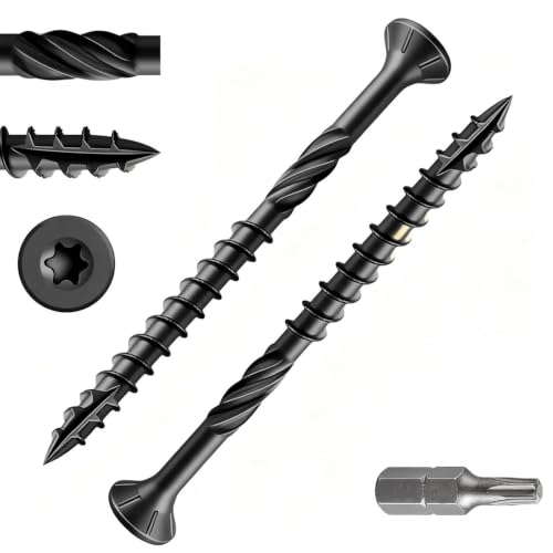 Wensilon #14 * 3" Black Deck Screws 232pcs 5lbs 6.3x75mm Lag Screws