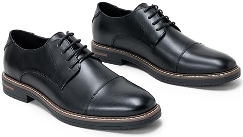 Image of Jousen Men's Dress Shoes Cap Toe Formal Oxfords for Men Business Lace Up Casual Comfortable Shoes