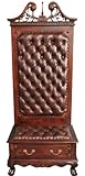 Altezza ca.: 200 cm Casa Padrino Guardaroba Barocco di Lusso Chesterfield Marrone Scuro - Guardaroba in Mogano in Stile Barocco Fatto a Mano con Vera Pelle - Mobile Guardaroba di Lusso in Stile Barocco