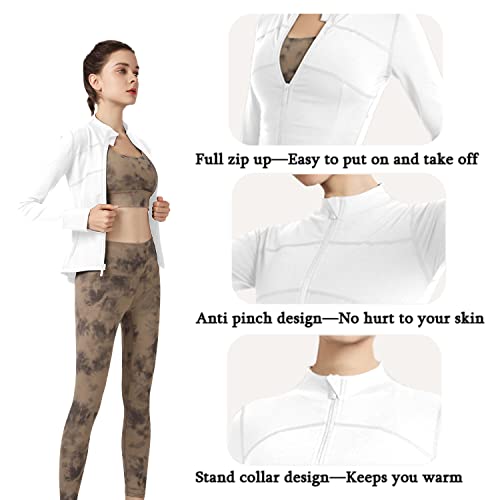 Carpesun Women's Stretchy Workout Jackets Lightweight Full Zip Running Track Jacket (White, Medium) #TOP4