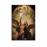 Benjamin West - Póster neoclásico de La mujer vestida con el sol huye de la persecución del dragón de 1797, diseño de ángel, decoración religiosa de pared, obras de arte en lienzo para habitación