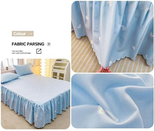 Falda de cama azul para proteger somier y cubrecolchón 4