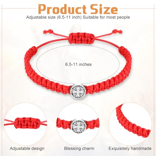 20 Pcs Catholic Bracelet Saints Benedict Medal Bracelet Adjustable String Religious Gift for Men Women2