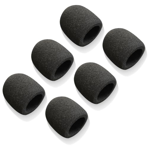 EIYVPRA 6 Stück Mikrofon Windschutz, Staubdicht und Antibakteriell Mic Foam Cover, Handmikrofon Windschutz mit Guter Elastizität Kontraktilität, Pop Schutz Mikro für Outdoor-Aktivitäten, KTV(Schwarz)