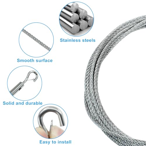 Image of 4 Pack 3m x 1.5mm Picture Hanging Wire Kit | 9.84FT, Adjustable, Heavy Duty Stainless Steel Wire Rope, For Hanging Pictures /Artwork /Mirrors
