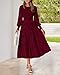BTFBM Wedding Guest Dresses for Women Fall Fashion 2025 Casual Long Sleeve Floral Maxi Boho Homecoming Dress(Wine Red,Small)