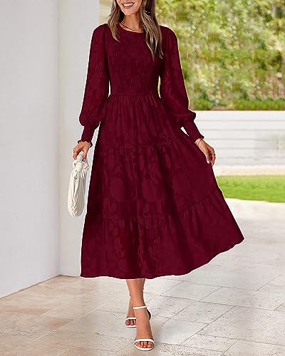 BTFBM Wedding Guest Dresses for Women Fall Fashion 2025 Casual Long Sleeve Floral Maxi Boho Homecoming Dress4