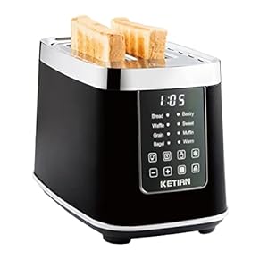 Smart Toaster Touchscreen, KETIAN Automatic Electric Digital Toaster 2 Slice, 7 Browning Settings, Preset Modes for 7 Types of Bread, 1400W