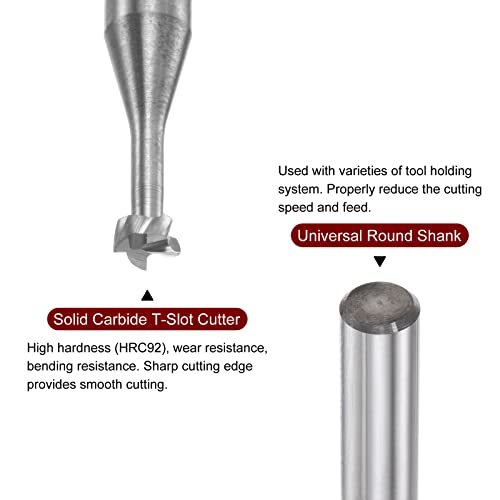 Image of HARFINGTON T Slot End Mill Milling Cutter 3mm Cutting 1.2mm Depth 4mm Shank Solid Carbide 4 Flutes for Aluminum Copper Zinc Alloy