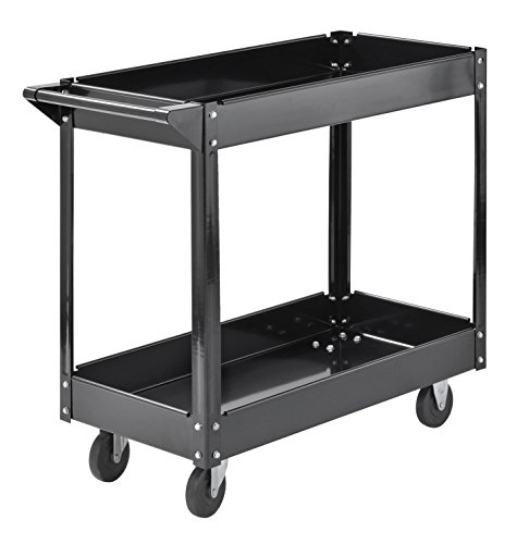 Muscle Rack SC3016 Industrial Black Commercial Service Cart, Steel, 220Lbs Capacity, 33" width x 30.5" Height x 16" Depth, 2 Shelves, 30.5" Height, 33" width, 16" Length, 2-Level - Thumbnail 5