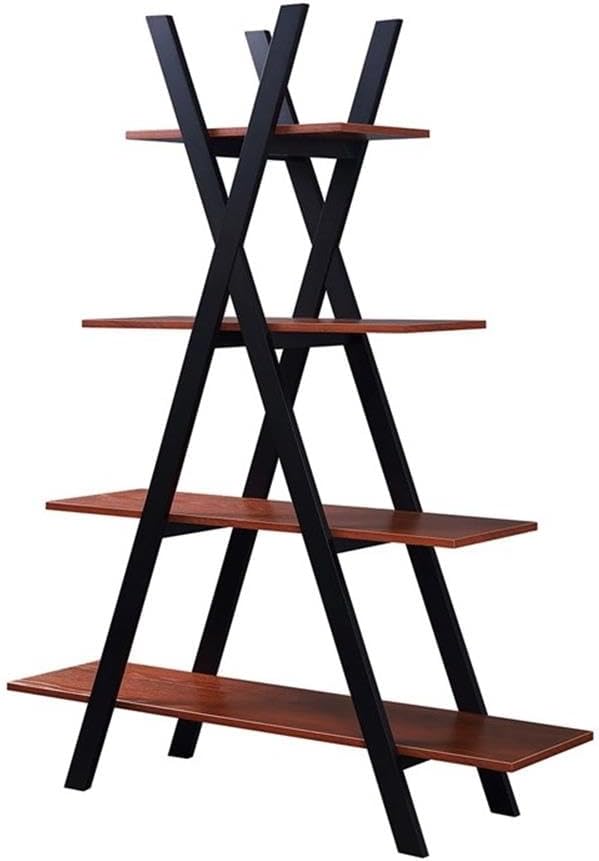 Convenience Concepts Oxford A Frame Bookshelf 45.75" - 4-Tier Farmhouse Open-Concept Bookshelf for Living Room, Family Room X-Shaped Shelving Unit for Media & Home Decor, Office Storage, Cherry/Black