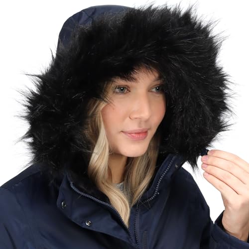 Regatta Womens Lexis Waterproof Fur Trimmed Parka Jacket - Navy - 10 - Image 4