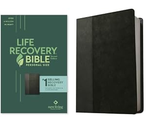 Book cover NLT Life Recovery Bible, Second Edition, Personal Size (LeatherLike, Black/Onyx)
