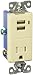 EATON TR7740LA-BOX Combination USB Charger with Tamper Resistant 15A 125V Receptacle, Light Almond