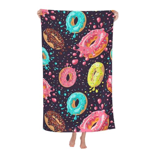 Multicolor Donut Dood Beach Towel Soft Absorbent Microfiber Quick Dry Large Bath Towels For Bathroom Women Men Girls Pool Camping Travel Swimming Picnic Sports