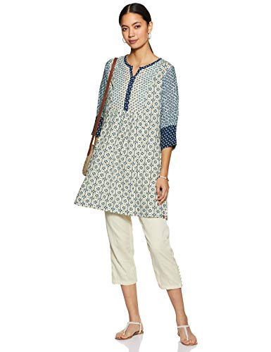Image of BIBA Womens Notched Neck Printed Kurta and Pants Set